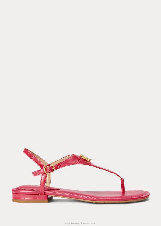 sandalias ellington de piel grabada mujer deporte rosa Ralph Lauren 2XR2V9598
