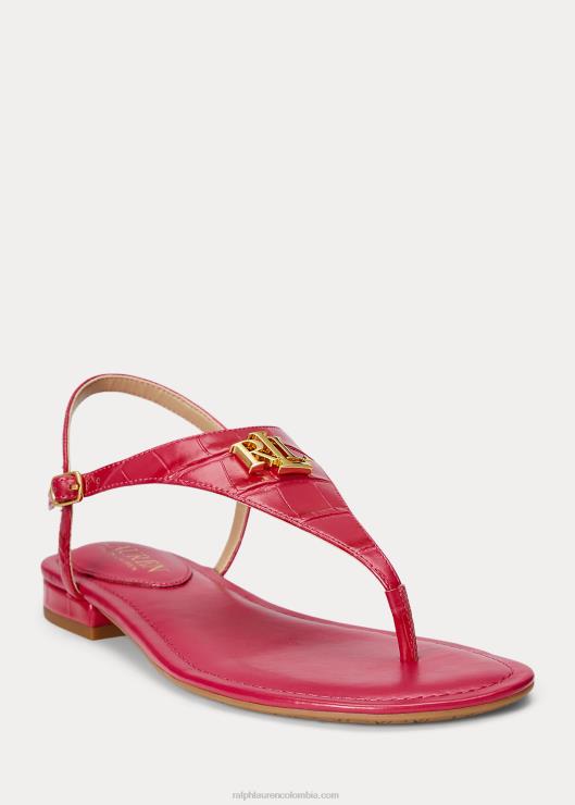 sandalias ellington de piel grabada mujer deporte rosa Ralph Lauren 2XR2V9598