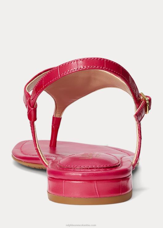 sandalias ellington de piel grabada mujer deporte rosa Ralph Lauren 2XR2V9598