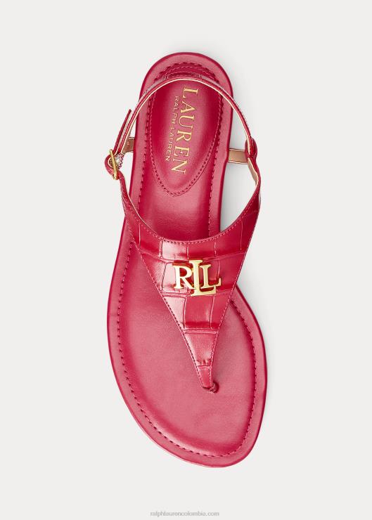 sandalias ellington de piel grabada mujer deporte rosa Ralph Lauren 2XR2V9598