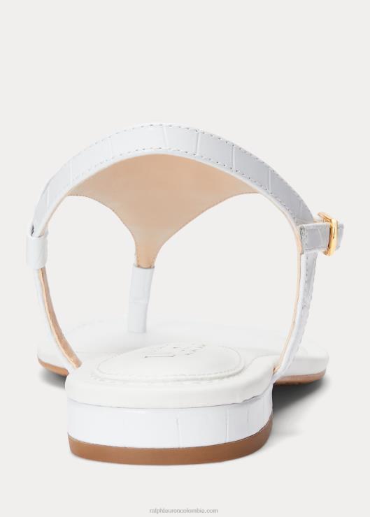 sandalias ellington de piel grabada mujer rl blanco Ralph Lauren 2XR2V9599