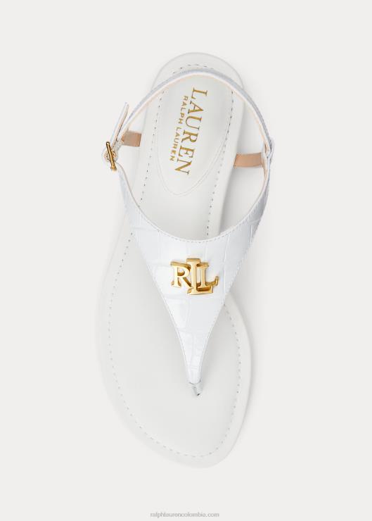 sandalias ellington de piel grabada mujer rl blanco Ralph Lauren 2XR2V9599