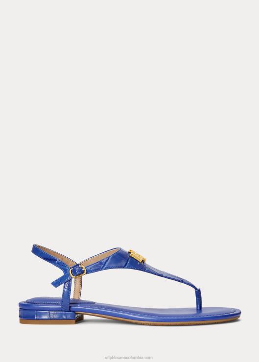 sandalias ellington de piel grabada mujer saturno azul Ralph Lauren 2XR2V9597