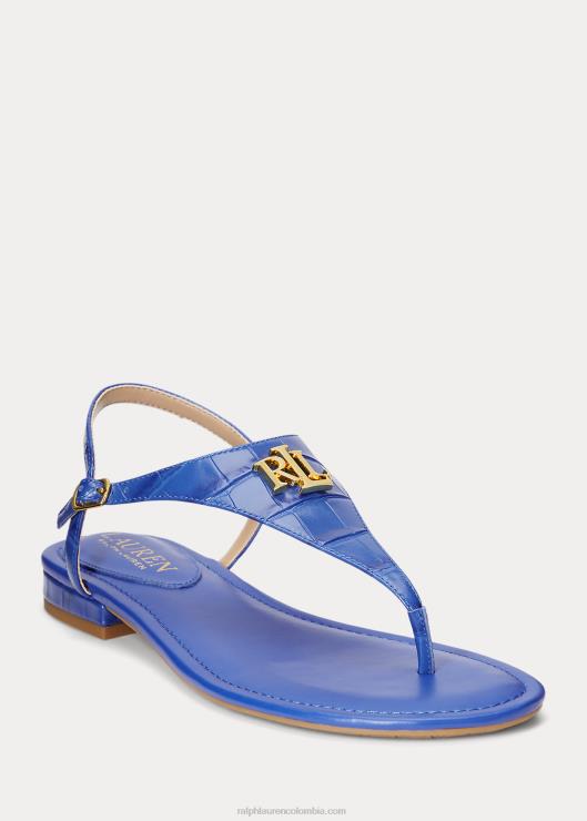 sandalias ellington de piel grabada mujer saturno azul Ralph Lauren 2XR2V9597