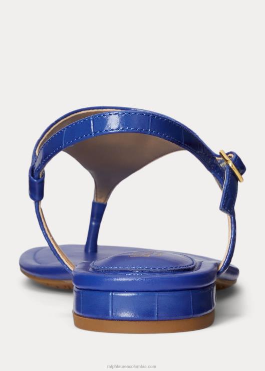 sandalias ellington de piel grabada mujer saturno azul Ralph Lauren 2XR2V9597
