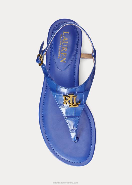 sandalias ellington de piel grabada mujer saturno azul Ralph Lauren 2XR2V9597