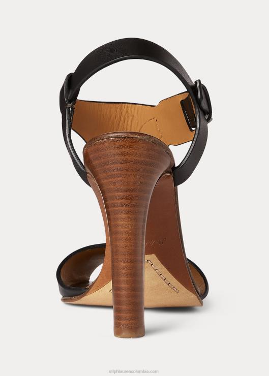 sandalias emilie welington de piel de becerro mujer negro Ralph Lauren 2XR2V9646