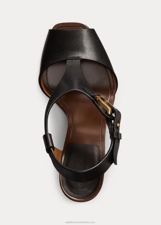 sandalias emilie welington de piel de becerro mujer negro Ralph Lauren 2XR2V9646
