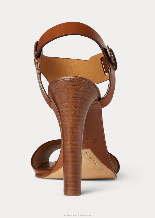 sandalias emilie welington de piel de becerro mujer oro real Ralph Lauren 2XR2V9647