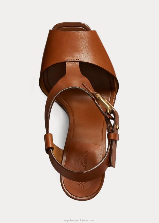 sandalias emilie welington de piel de becerro mujer oro real Ralph Lauren 2XR2V9647