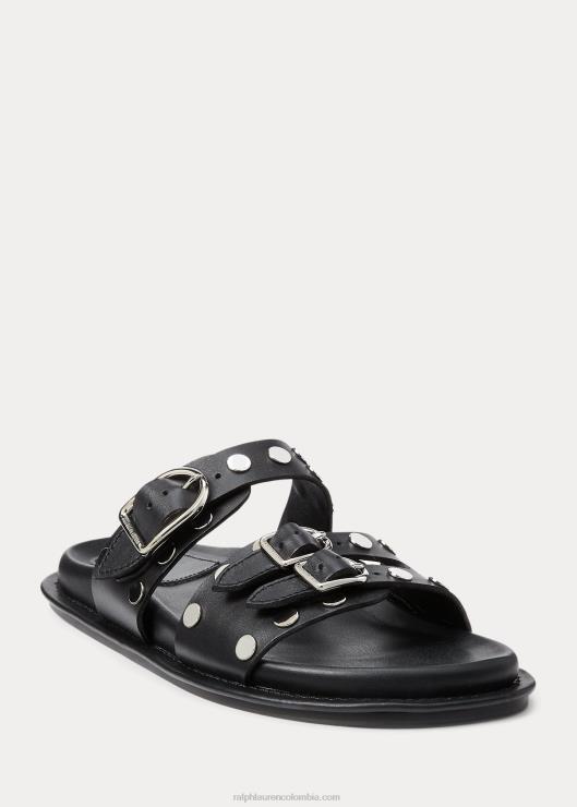 sandalias ezra de piel de cordero con tachuelas mujer negro Ralph Lauren 2XR2V4962