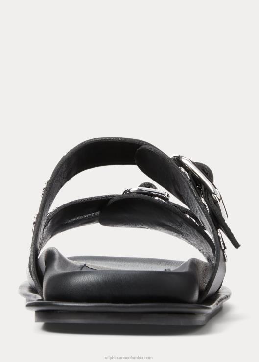 sandalias ezra de piel de cordero con tachuelas mujer negro Ralph Lauren 2XR2V4962