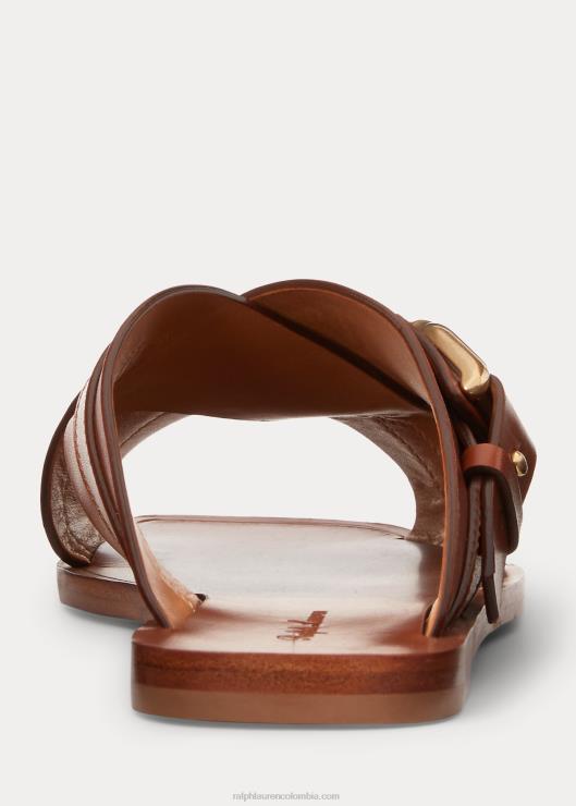 sandalias jacie de piel de becerro con estribo mujer oro real Ralph Lauren 2XR2V4976
