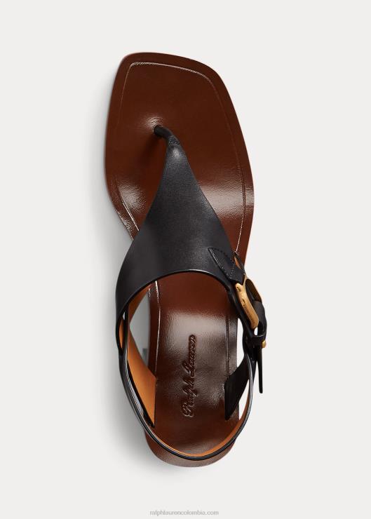 sandalias julie welington de piel de becerro mujer negro Ralph Lauren 2XR2V9649