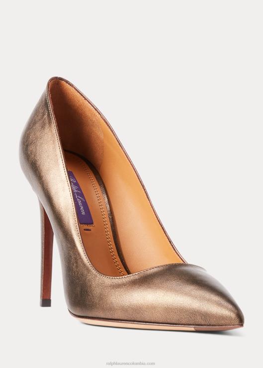 salón celia de piel de becerro metalizada mujer bronce Ralph Lauren 2XR2V9696