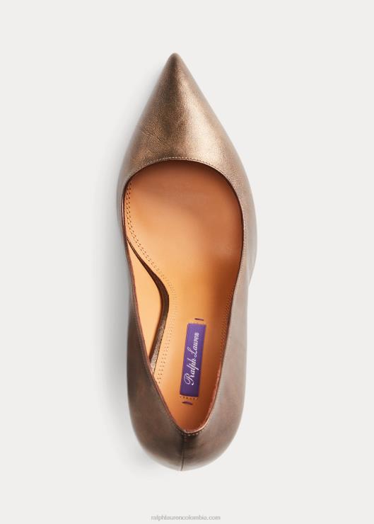 salón celia de piel de becerro metalizada mujer bronce Ralph Lauren 2XR2V9696