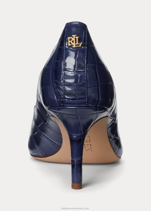 salón lanette de piel grabada mujer azul marino refinado Ralph Lauren 2XR2V5100