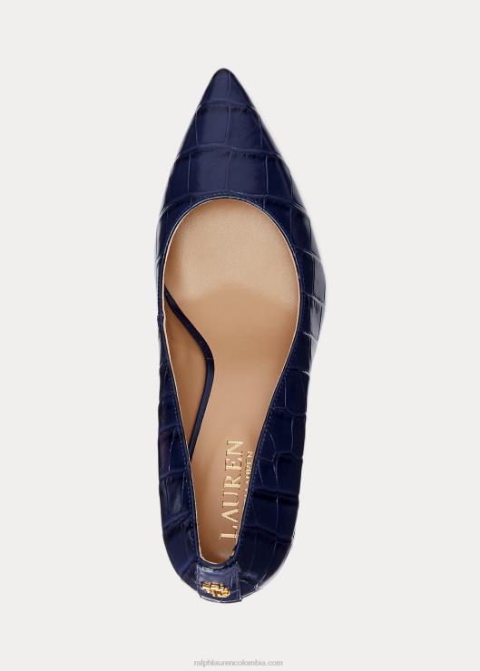 salón lanette de piel grabada mujer azul marino refinado Ralph Lauren 2XR2V5100