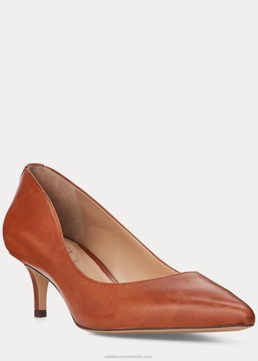 zapatos de tacón adrienne de cuero mujer bronceado profundo Ralph Lauren 2XR2V5095
