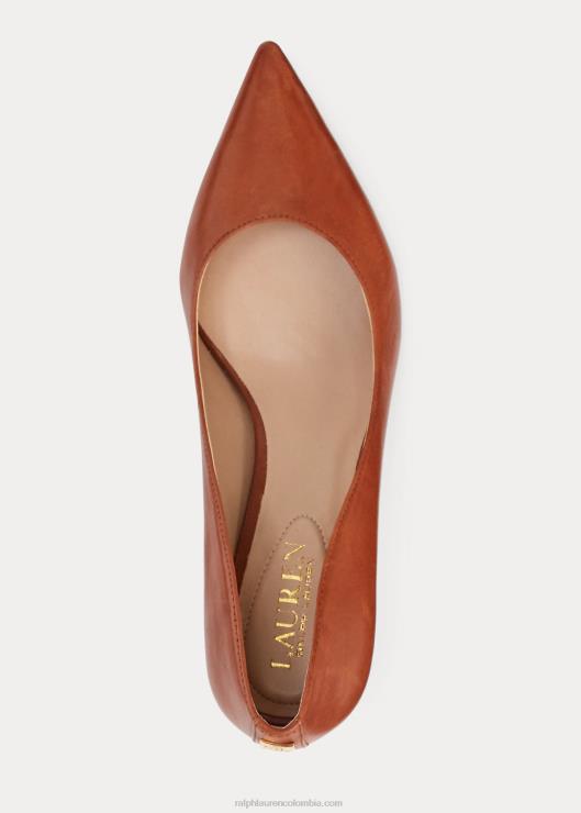 zapatos de tacón adrienne de cuero mujer bronceado profundo Ralph Lauren 2XR2V5095