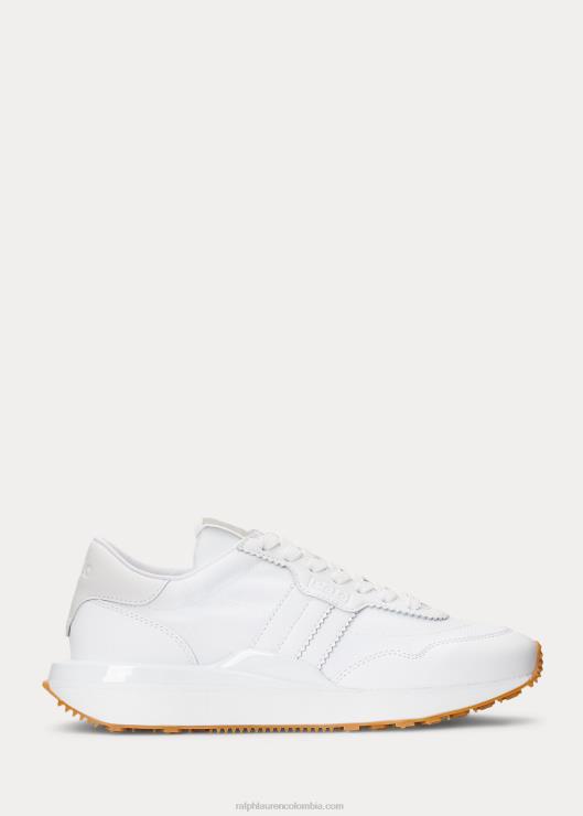 zapatilla tren 89 de piel y oxford mujer blanco Ralph Lauren 2XR2V9617
