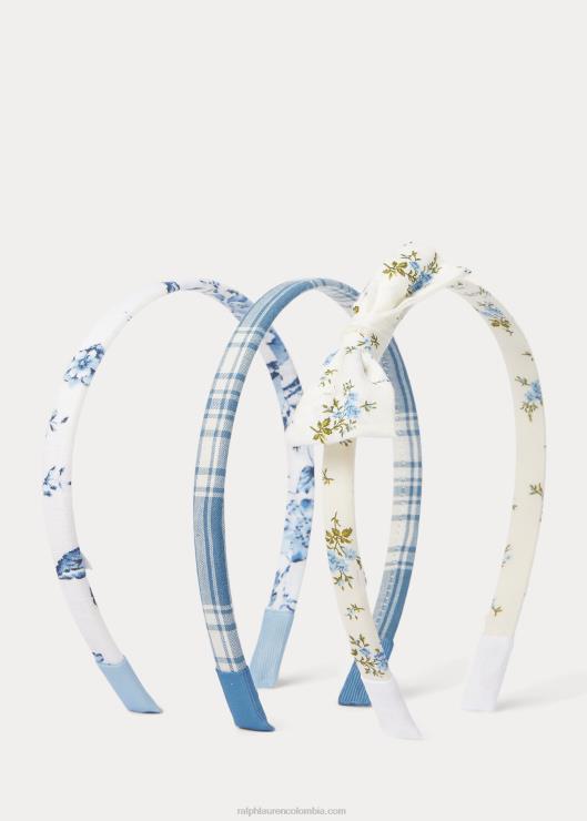 paquete de 3 diademas finas florales niños blanco/azul oficina Ralph Lauren 2XR2V7158
