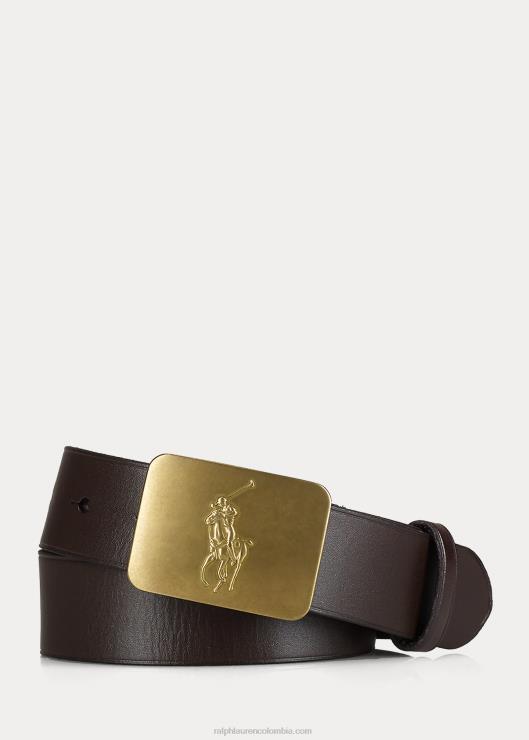 cinturón de piel con hebilla de poni grande niños marron oscuro Ralph Lauren 2XR2V6329