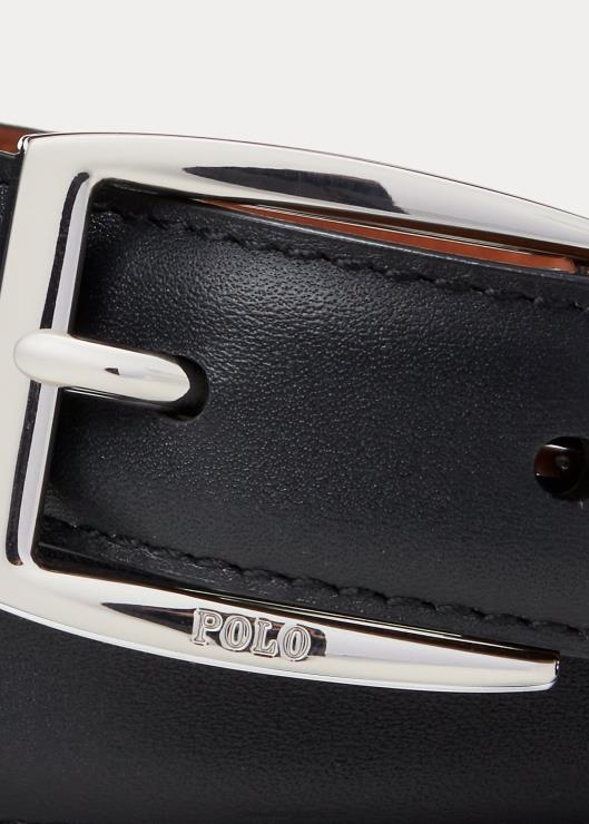 cinturón de piel de becerro niños negro Ralph Lauren 2XR2V6303