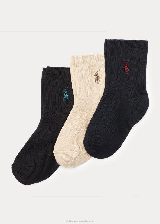 Pack de 3 pares de calcetines de vestir de canalé niños clasificado Ralph Lauren 2XR2V5965