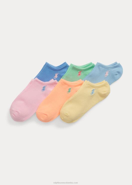 calcetines atléticos de corte bajo paquete de 6 niños rosa pastel Ralph Lauren 2XR2V7128