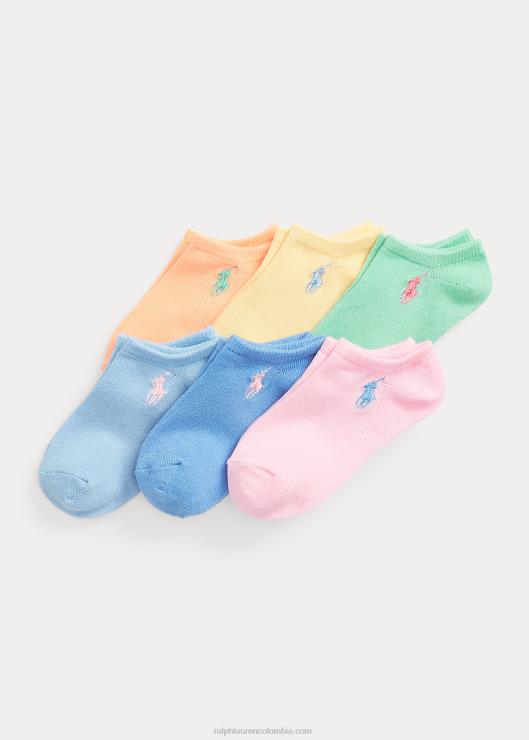 calcetines atléticos de corte bajo paquete de 6 niños rosa pastel Ralph Lauren 2XR2V9958