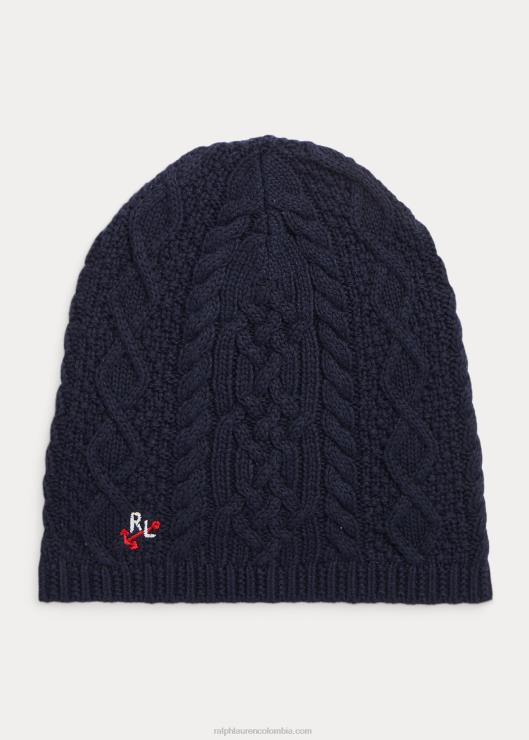 gorro de punto de algodón aran niños azul marino Ralph Lauren 2XR2V7628