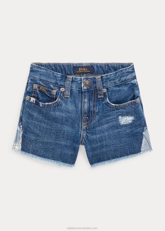 shorts de mezclilla de algodón con patchwork niños lavado de lyra Ralph Lauren 2XR2V6824