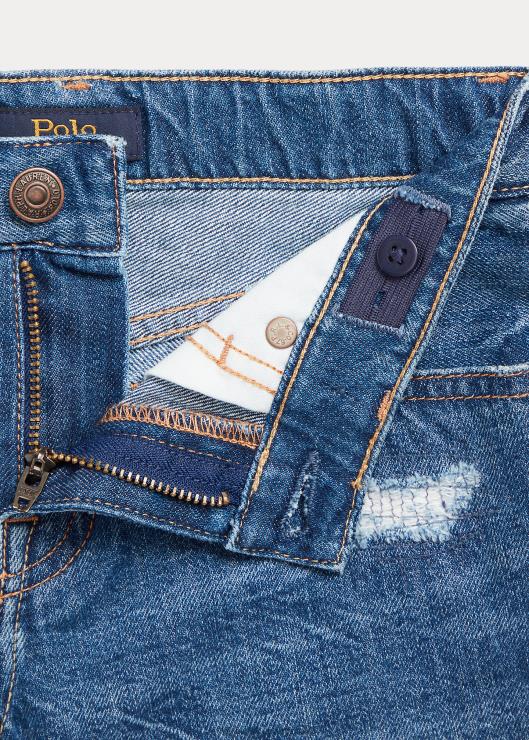 shorts de mezclilla de algodón con patchwork niños lavado de lyra Ralph Lauren 2XR2V7073