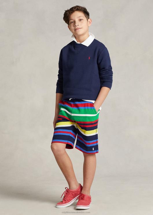 shorts de punto de algodón a rayas niños Newport azul marino multi Ralph Lauren 2XR2V5999
