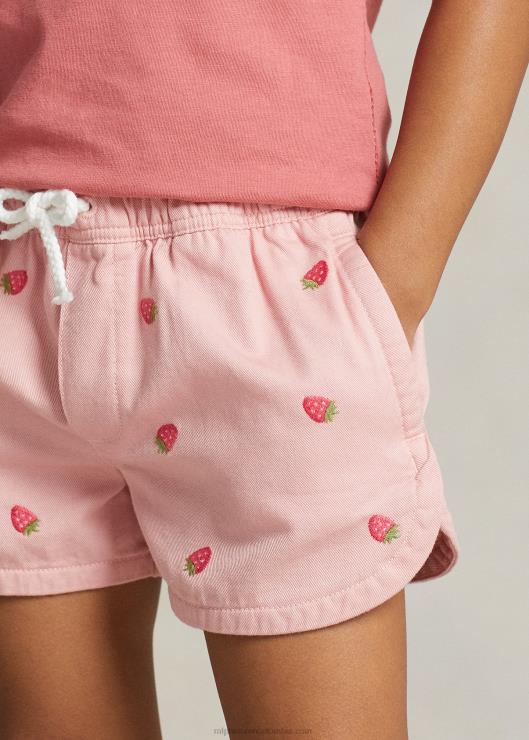 shorts de sarga de algodón con fresas niños rosa adirondack Ralph Lauren 2XR2V6705