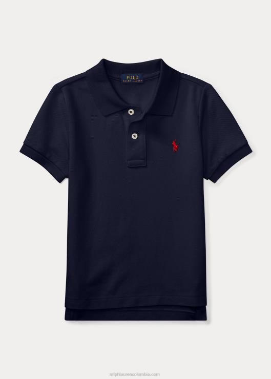 el icónico polo de malla niños azul marino refinado Ralph Lauren 2XR2V5674