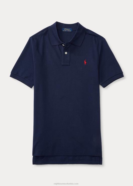 el icónico polo de malla niños azul marino refinado Ralph Lauren 2XR2V6027
