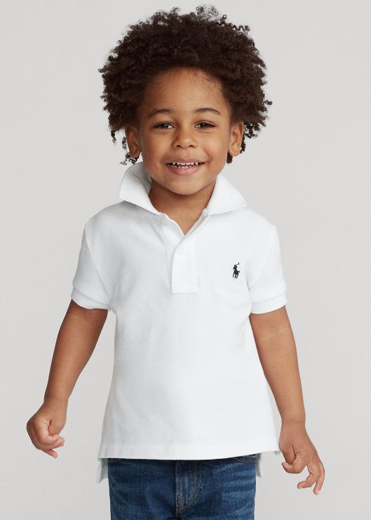 el icónico polo de malla niños blanco Ralph Lauren 2XR2V5690