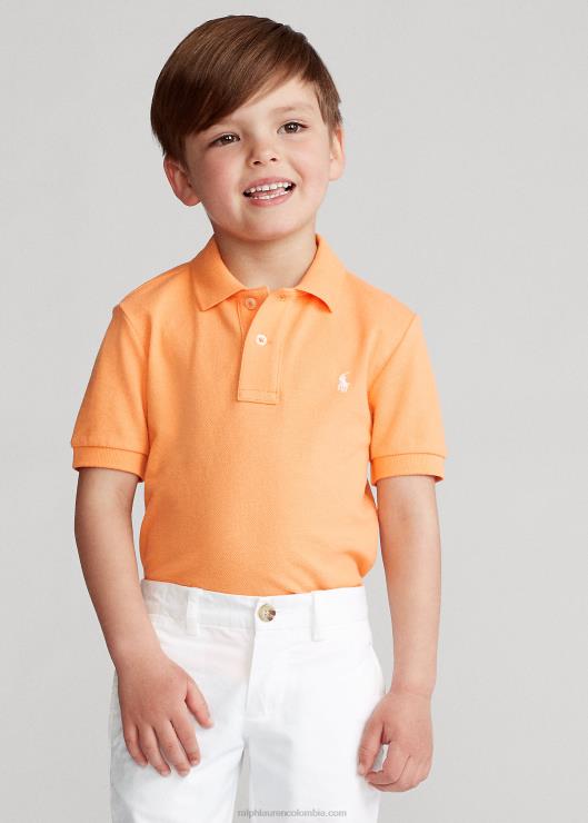el icónico polo de malla niños clave oeste naranja Ralph Lauren 2XR2V5671