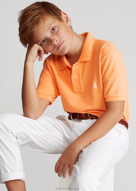 el icónico polo de malla niños clave oeste naranja Ralph Lauren 2XR2V6033