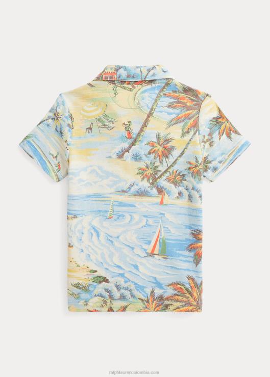 playera tipo polo spa con estampado tropical niños bazar de la playa hawaiana Ralph Lauren 2XR2V5750