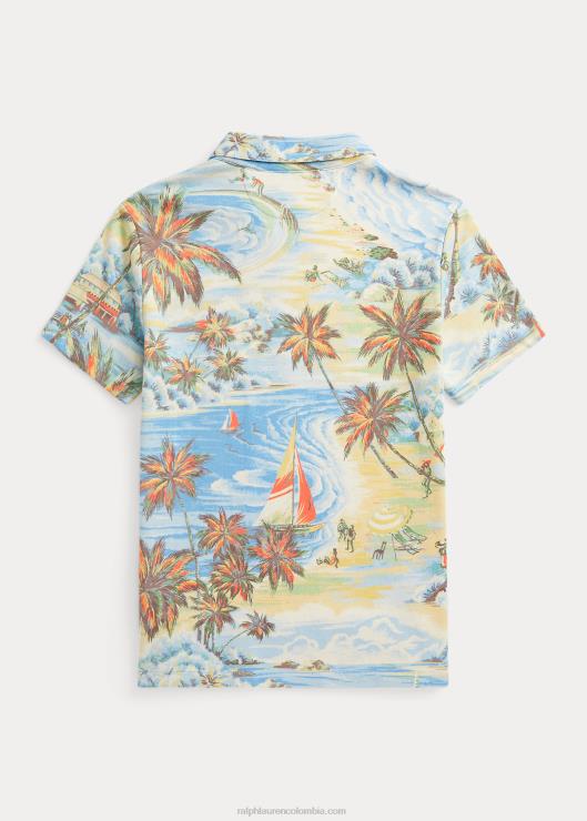playera tipo polo spa con estampado tropical niños bazar de la playa hawaiana Ralph Lauren 2XR2V6101