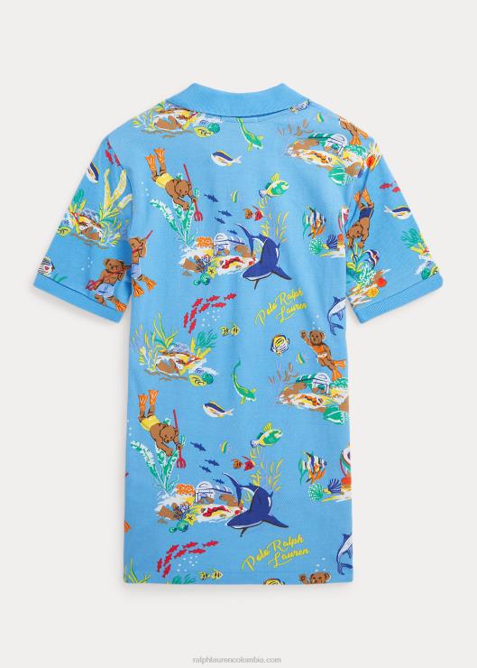 polo de malla de algodón con osito niños azul bearwaiano Ralph Lauren 2XR2V9860