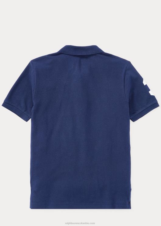 polo de malla de algodón con pony grande niños azul marino refinado Ralph Lauren 2XR2V6065