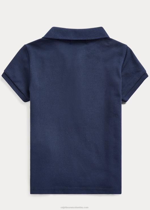 polo de malla de algodón elástico niños azul marino refinado Ralph Lauren 2XR2V6788