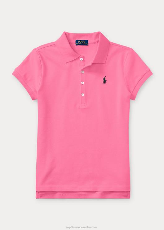 polo de malla de algodón elástico niños baja rosa Ralph Lauren 2XR2V7041