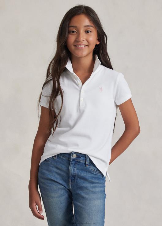 polo de malla de algodón elástico niños blanco Ralph Lauren 2XR2V7039