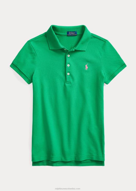 polo de malla de algodón elástico niños tallo verde Ralph Lauren 2XR2V7045