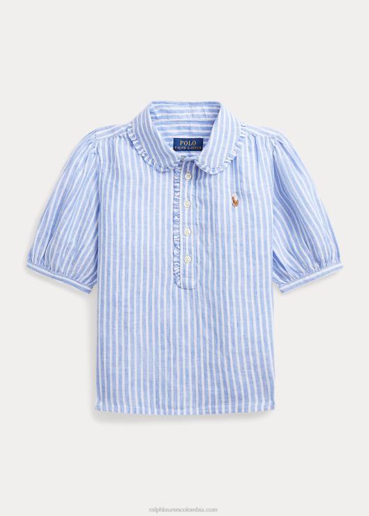 camisa a rayas de manga corta niños azul blanco Ralph Lauren 2XR2V7364